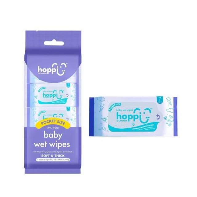 Hoppi 純水嬰兒濕紙巾-箱購迷你包7抽*192包