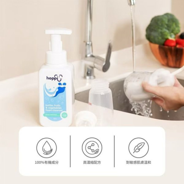 Hoppi 奶瓶蔬果清潔慕斯-箱購500ml*12瓶