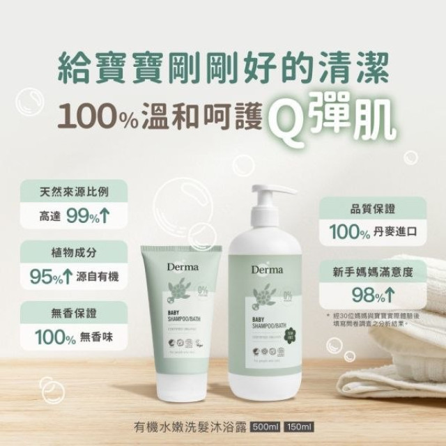 Derma 寶寶有機水嫩洗髮沐浴露家庭號500ml