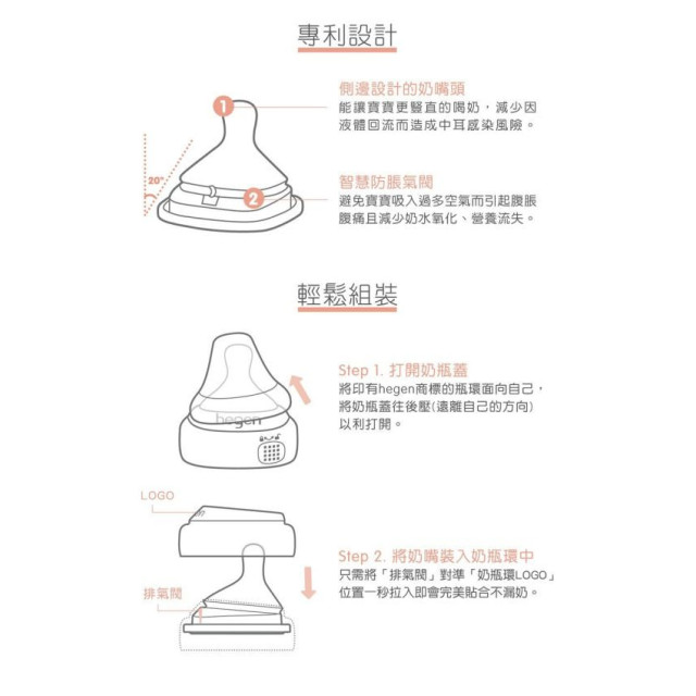 hegen 防脹氣真實擬乳智慧奶嘴-兩入組(多款(多款)