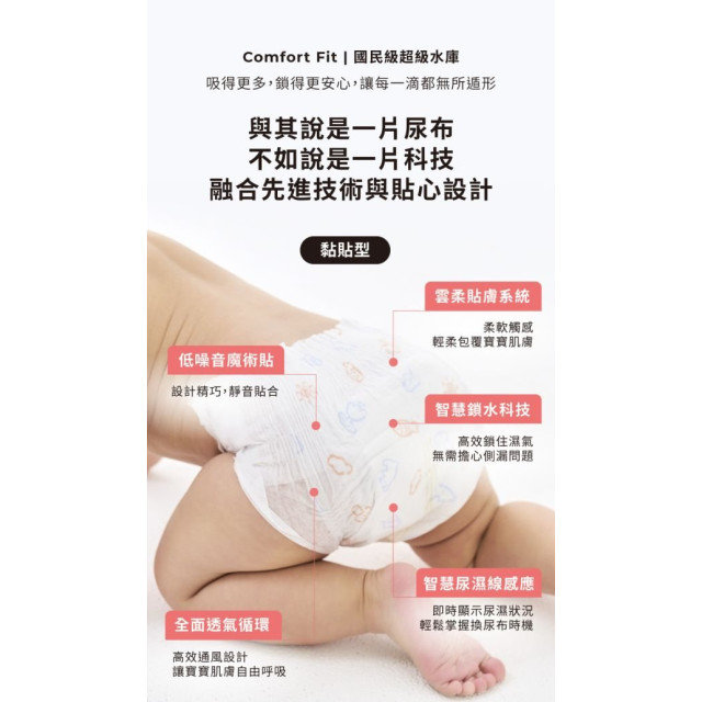 MOTHER-K COMFORT FIT 雲柔鎖水紙尿布黏貼型-NB