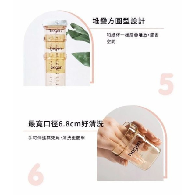 hegen 金色奇蹟 PPSU 多功能方圓型寬口奶瓶雙瓶組-150ML象牙白