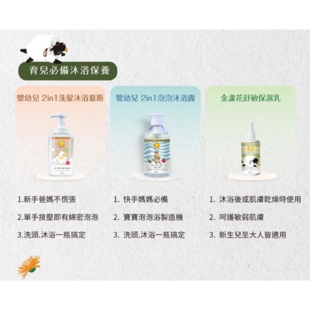 獅子寶寶 嬰幼兒2in1洗髮沐浴泡泡露500ML