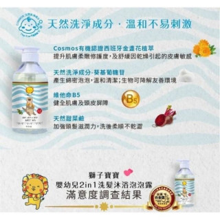 獅子寶寶 嬰幼兒2in1洗髮沐浴泡泡露500ML