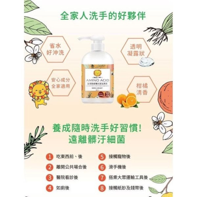 獅子寶寶 胺基酸修護抗菌洗手露350ML
