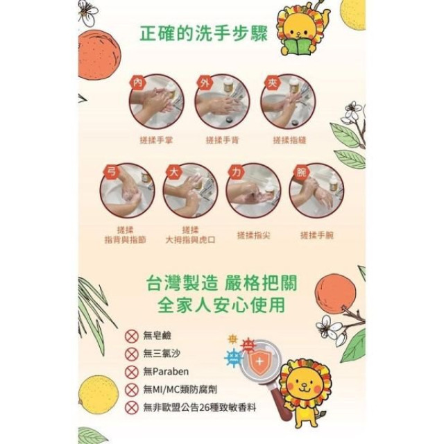 獅子寶寶 胺基酸修護抗菌洗手露350ML