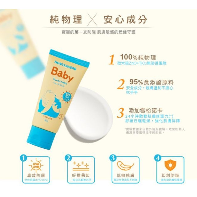諾卡草本 嬰兒純物理防曬乳SPF30(0+)