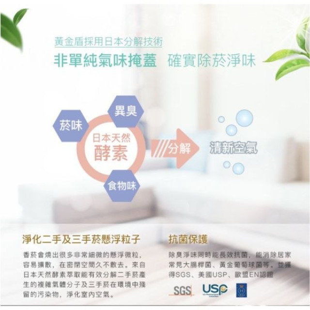 黃金盾 除菸淨味抗菌噴劑200ml