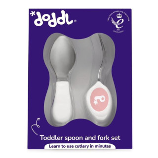 英國doddl秒拾餐具 - 人體工學兒童學習餐具2件組 - 乾燥玫瑰粉