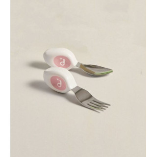 英國doddl秒拾餐具 - 人體工學兒童學習餐具2件組 - 乾燥玫瑰粉