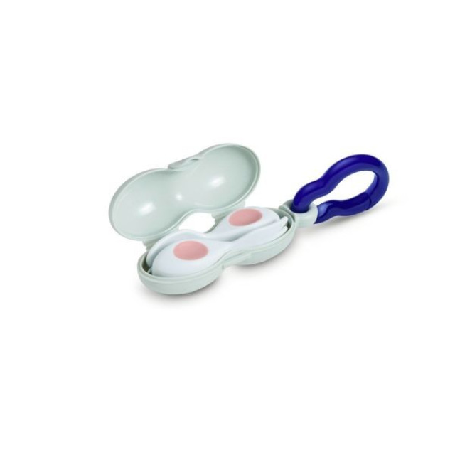 英國doddl秒拾餐具 - 人體工學嬰兒學習餐具2件組(附攜帶盒) - 乾燥玫瑰粉