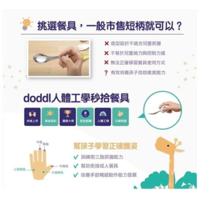 英國 doddl 人體工學嬰幼兒學習餐具2件組(多款)