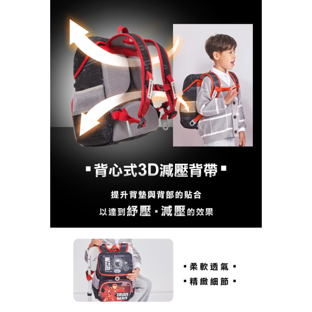 怡寶 懸浮磁扣護脊書包-鋼鐵人