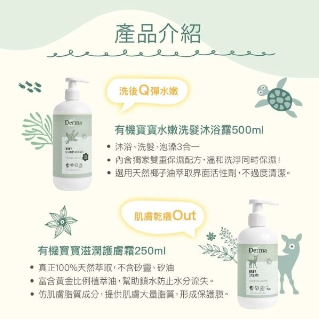 Derma 寶寶經典洗護三件禮