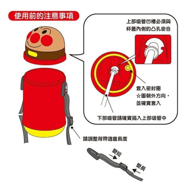 麵包超人 造型吸管水壼400ml-保冷款 