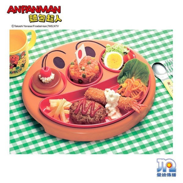 麵包超人 大臉分隔餐盤組(附蓋)