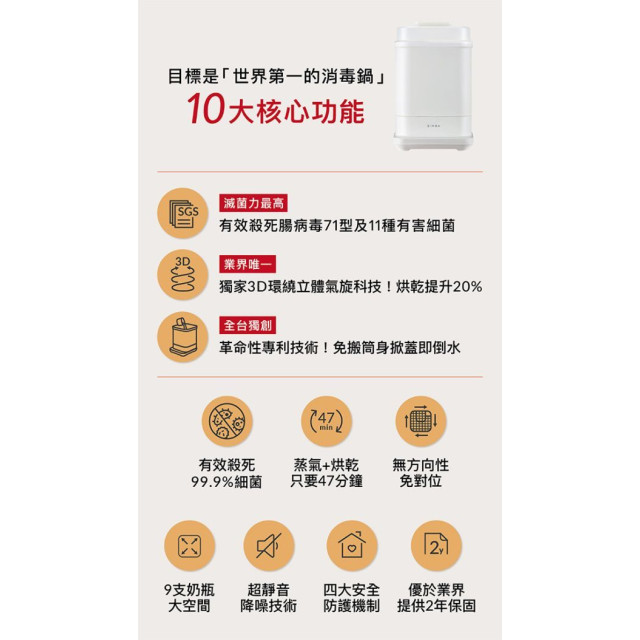 小獅王 UDI H1智能高效蒸氣烘乾消毒鍋(多款)