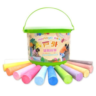 mamayo媽媽友 戶外可水洗塗鴉粉筆24支桶(12色)