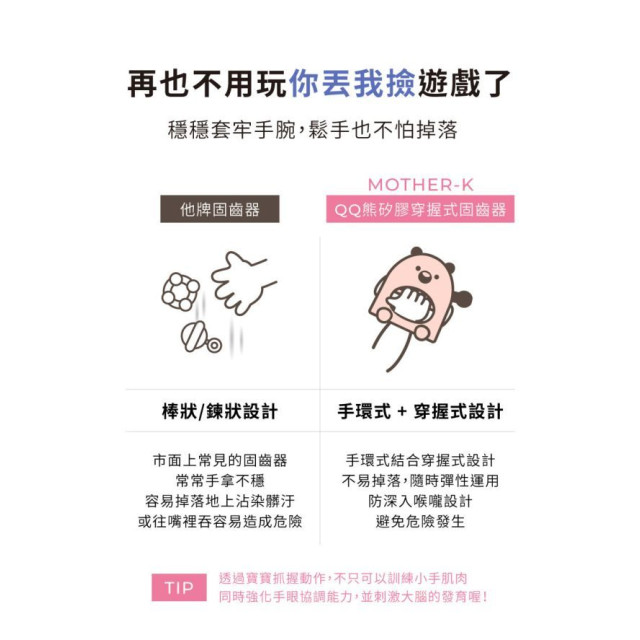 MOTHER-K QQ熊矽膠穿握式固齒器(多款)