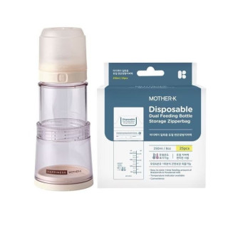 MOTHER-K Ecozen旋轉伸縮拋棄式奶瓶+溫感雙鎖拋棄式奶瓶袋-25入袋組(多款)