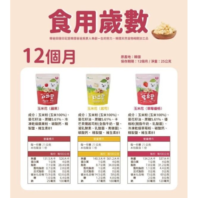 韓爸田園日記 玉米花(多款)