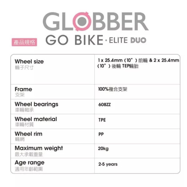 GLOBBER GO BIKE ELITE DUO 雙後輪平衡滑步車(多款)