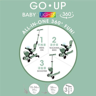 GLOBBER GO‧UP 豪華版360度多功能滑板車-白色發光前輪(多款)