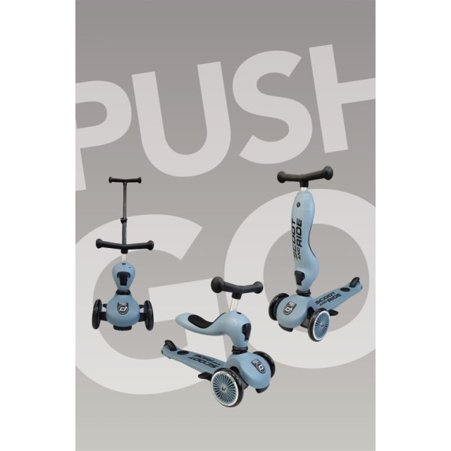 Scoot&Ride 奧地利kick 1 Push&Go滑步滑板車-黑金