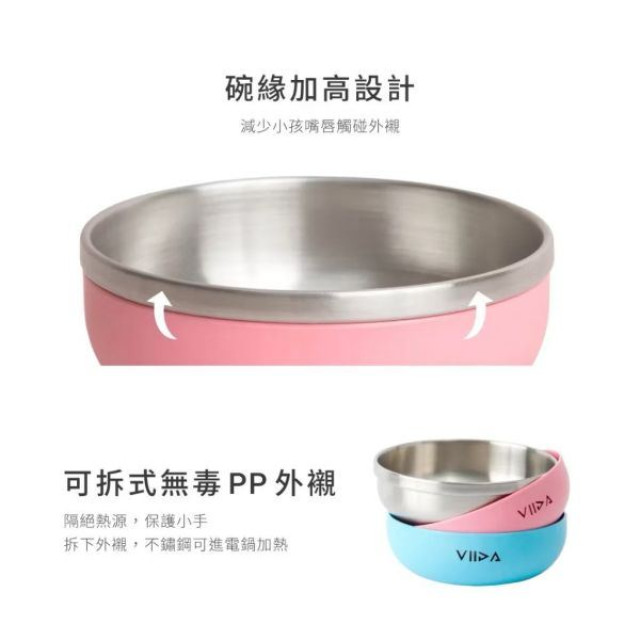 VIIDA 熊大和碰碰狐鯊魚寶寶抗菌不鏽鋼餐碗