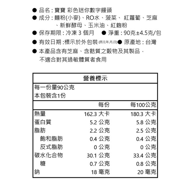 童心好食冷凍 寶寶彩色迷你饅頭(多款)
