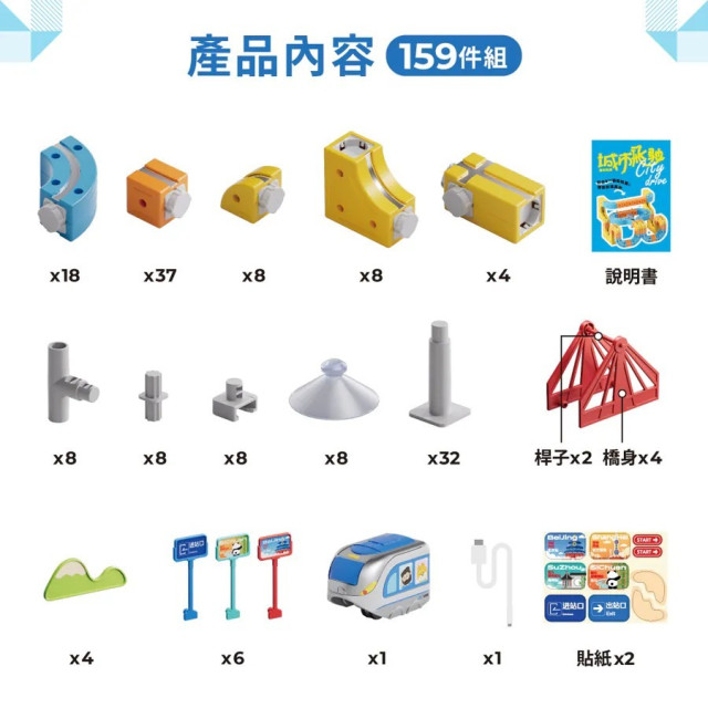  Teamson 磁吸軌道小火車豪華組 159PCS