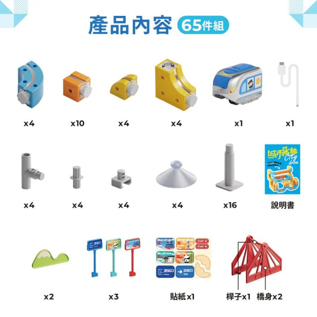 Teamson 磁吸軌道小火車 入門組 65PCS