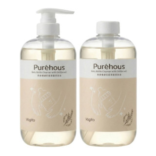 好日照 Purehous 燕麥親膚奶瓶食器清潔慕斯2入組(壓瓶+補充罐)500ML